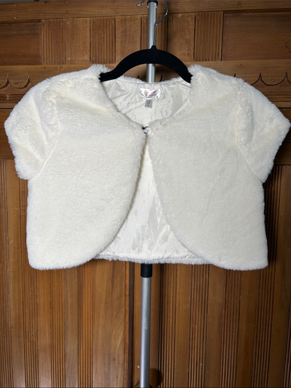 Biscotti Girls' White Faux Fur Shrug Jacket